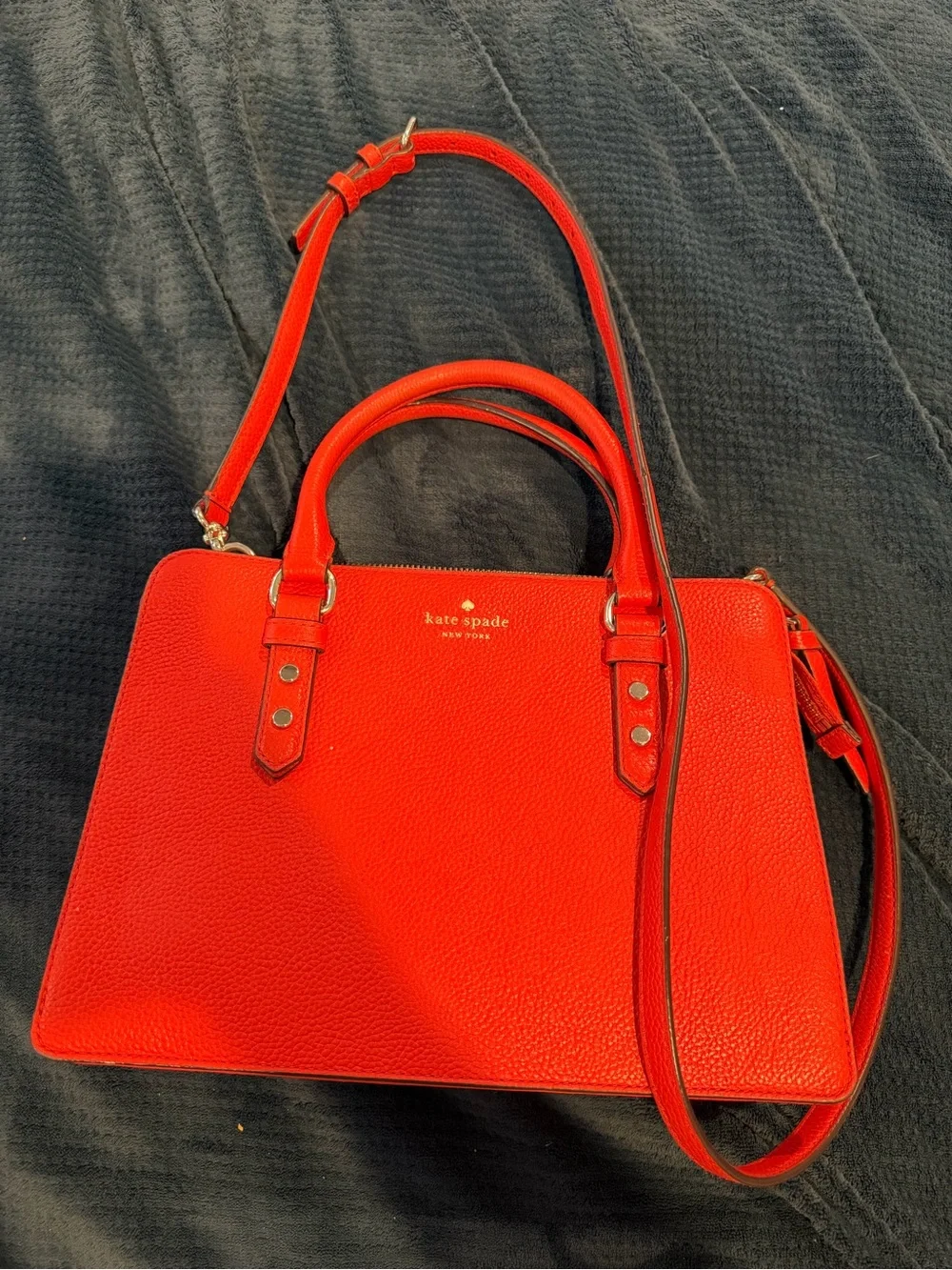 kate spade clementine Orange Leather Satchel with Matching Zip Wallet